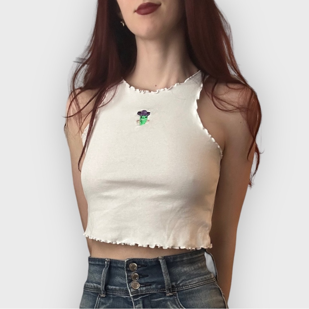 Topshop Pepper Embroidered Tank Top - Size 8